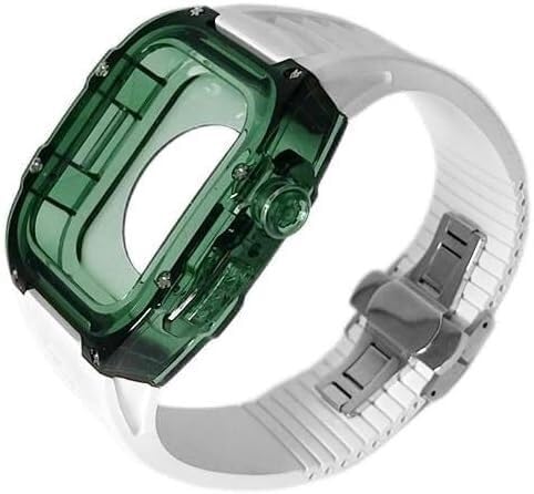 INFRI Transparentes Uhrengehäuse, Gummiband, Mod Kit, für Apple Watch 9, 8, 7, 45 mm, transparentes Uhrengehäuse, sportliches atmungsaktives Armband, für iWatch 45 mm Serie, Ersatzzubehör, 45 mm, von INFRI