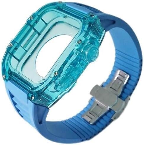 INFRI Transparentes Uhrengehäuse, Gummiband, Mod Kit, für Apple Watch 9, 8, 7, 45 mm, transparentes Uhrengehäuse, sportliches atmungsaktives Armband, für iWatch 45 mm Serie, Ersatzzubehör, 45 mm, von INFRI