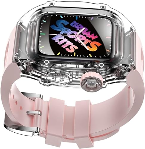 INFRI Transparentes Uhrengehäuse, Silikon-Uhrenarmband, für Apple Watch 8, 7, 6, 5, 4, SE-Serie, Sportarmband, Mod-Kit, für iWatch 44 mm, 45 mm, Ersatzzubehör, 44mm, Achat von INFRI