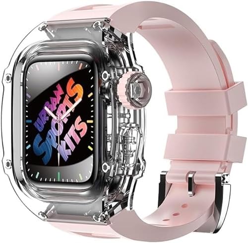 INFRI Transparentes Uhrengehäuse, Silikon-Uhrenarmband, für Apple Watch 8, 7, 6, 5, 4, SE-Serie, Sportuhrenarmband, Mod-Kit, für iWatch 44 mm, 45 mm, Ersatzzubehör, 45 mm, Achat von INFRI