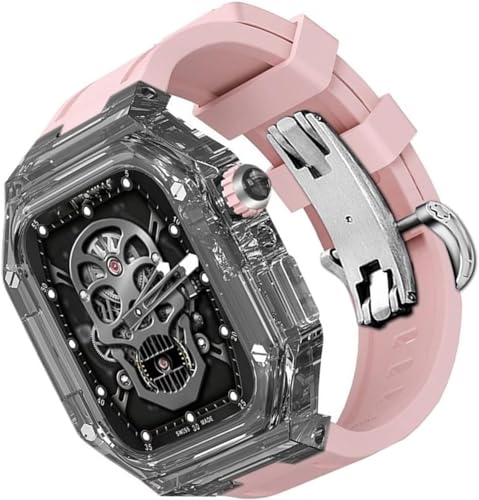 INFRI Transparentes Uhrengehäuse, Silikonband, für Apple Watch 8, 7, 6, 5, 4, SE-Serie, Sportuhrenarmband, Mod-Kit, für iWatch 44 mm, 45 mm, 49 mm, Ersatzzubehör, 44mm, Achat von INFRI