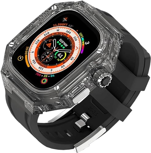 INFRI Transparentes Uhrengehäuse aus hartem Polycarbonat, Silikonband, Mod-Kit, für Apple Watch Serie Ultra 8, 49 mm, Ersatzzubehör, für Herren und Damen im RM-Stil, 49 mm, Achat von INFRI