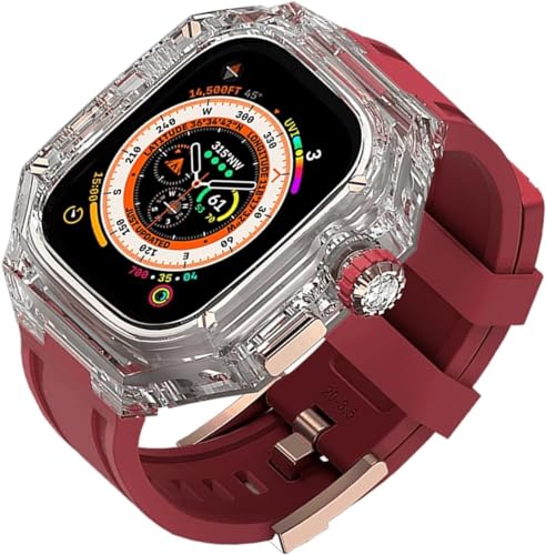 INFRI Transparentes Uhrengehäuse aus hartem Polycarbonat, Silikonband, Mod-Kit, für Apple Watch Serie Ultra 8, 49 mm, Ersatzzubehör, für Herren und Damen im RM-Stil, 49 mm, Achat von INFRI