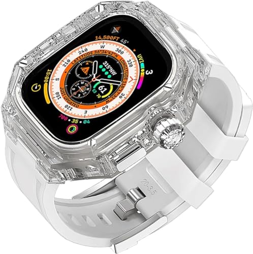 INFRI Transparentes Uhrengehäuse aus hartem Polycarbonat, Silikonband, Mod-Kit, für Apple Watch Serie Ultra 8, 49 mm, Ersatzzubehör, für Herren und Damen im RM-Stil, 49 mm, Achat von INFRI