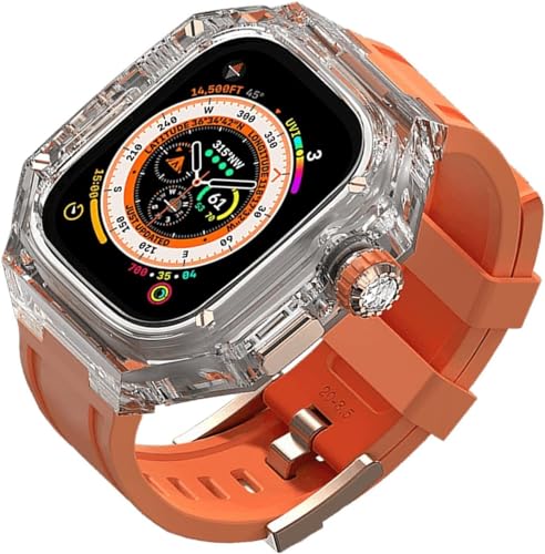 INFRI Transparentes Uhrengehäuse aus hartem Polycarbonat, Silikonband, Mod-Kit, für Apple Watch Serie Ultra 8, 49 mm, Ersatzzubehör, für Herren und Damen im RM-Stil, 49 mm, Achat von INFRI