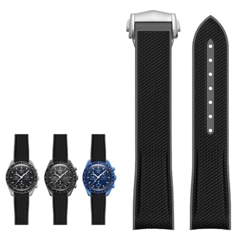INFRI Uhrenarmband aus Gummi und Silikon mit gebogenem Ende, 20 mm, Uhrenarmband für Omega X Swatch Joint MoonSwatch Celestial Sports, 20 mm, Achat von INFRI