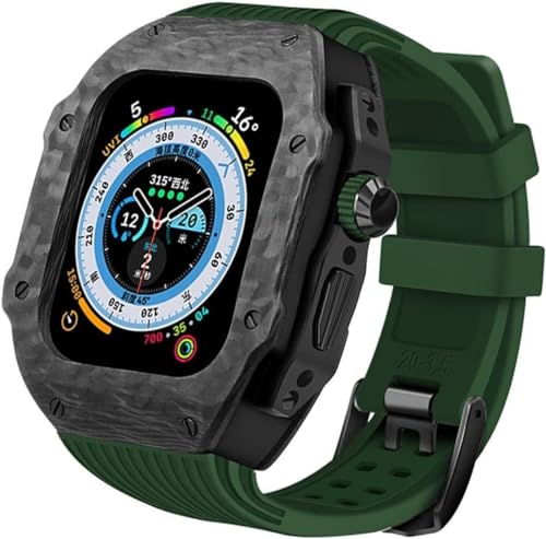 INFRI Uhrenarmband aus Karbonfaser, Gummiband, für Apple Watch 9, 8, 7, 6, 5, 4 SE, Ersatz-Uhrengehäuse, Uhrenarmband, Mod-Kit, für iWatch Serie 45 mm, 44 mm, 49 mm Zubehör, 49 mm, Achat von INFRI