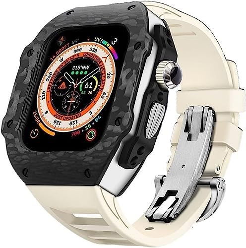 INFRI Uhrenarmband aus Karbonfaser, Gummiband, für Apple Watch 9, 8, 7, 6, 5, 4 SE, Ersatz-Uhrengehäuse, Uhrenarmband, Mod-Kit, für iWatch Serie 45 mm, 44 mm, 49 mm Zubehör, 49 mm, Achat von INFRI