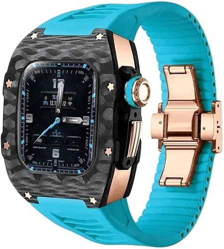 INFRI Uhrenarmband aus Karbonfaser, Titan, Metall, Gummiband, für Apple Watch Serie 9, 40 mm, 41 mm, Ersatzzubehör, für Herren und Damen im RM-Stil, 40 mm, Achat von INFRI