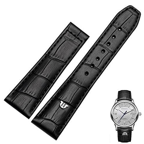 INFRI Uhrenarmband aus echtem Leder, 20 mm, 22 mm, mit Faltschnalle, für Maurice Lacroix Uhrenarmband, Schwarz / Braun, 22 mm von INFRI