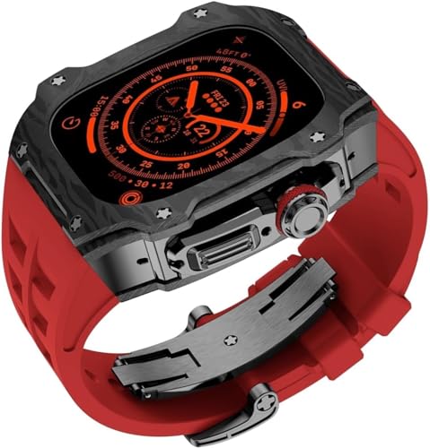 INFRI Uhrengehäuse aus Karbonfaser, Titan-Metall, Gummiband, für Apple Watch Ultra 2, 49 mm, Ersatzzubehör, RM-Stil, sportlich, atmungsaktiv, mit Faltschnalle, For ultra 2, Achat von INFRI