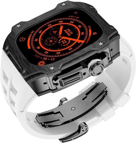 INFRI Uhrengehäuse aus Karbonfaser, Titan-Metall, Gummiband, für Apple Watch Ultra 2, 49 mm, Ersatzzubehör, RM-Stil, sportlich, atmungsaktiv, mit Faltschnalle, For ultra 2, Achat von INFRI