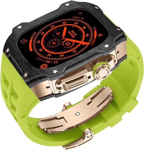 INFRI Uhrengehäuse aus Karbonfaser, Titan-Metall, Gummiband, für Apple Watch Ultra 2, 49 mm, Ersatzzubehör, RM-Stil, sportlich, atmungsaktiv, mit Faltschnalle, For ultra 2, Achat von INFRI