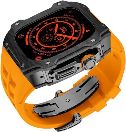 INFRI Uhrengehäuse aus Karbonfaser, Titan-Metall, Gummiband, für Apple Watch Ultra 2, 49 mm, Ersatzzubehör, RM-Stil, sportlich, atmungsaktiv, mit Faltschnalle, For ultra 2, Achat von INFRI