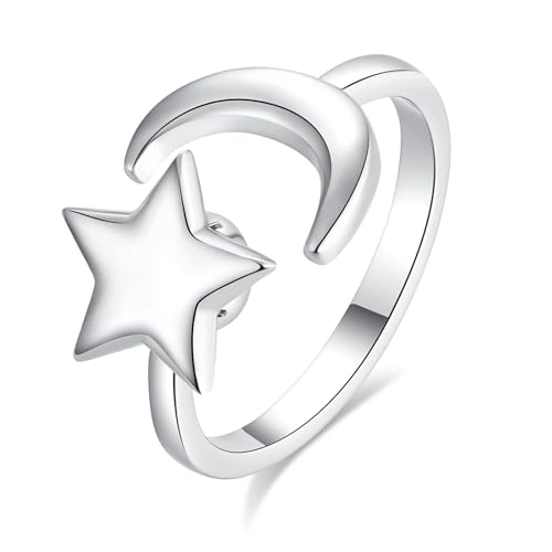INFUSEU Anti Stress Ring Damen, Fidget Angstring Anti Stress Ringe Verstellbar Bead Einstellbare Spinner Worry Schmuck Anxiety Ring Geschenk für Frauen Damen Mädchen von INFUSEU