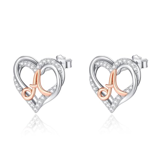 INFUSEU Buchstaben Ohrring, 925 Sterling Silber A Ohrstecker Initial Kleine Ohrringe Rosegold Herz Buchstabe A-Z Vorname Alphabet Initialen Personalisierter Schmuck Geschenke für Frauen Mädchen Damen INFUSEU Buchstaben Ohrring, 925 Sterling Silber A Ohrstecker Initial Kleine Ohrringe Rosegold Herz Buchstabe A-Z Vorname Alphabet Initialen Personalisierter Schmuck Geschenke für Frauen Mädchen Damen von INFUSEU