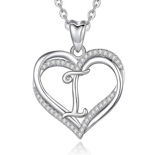 INFUSEU Doppelherz kette, Alphabet Initial Buchstabe I Anhänger 20 Zoll Ketten Liebe A-Z Schmuck Geburtstagsgeschenke für Frauen Frauen Damen von INFUSEU