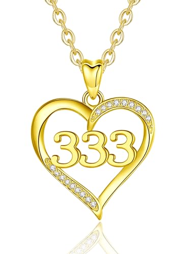 INFUSEU Engelszahl Kette, 925 Silber 18K Gold Anhänger Zahl Engel Lucky Nummer Charm Halskette 333 Glücksanhänger Chokerschmuck für Frauen von INFUSEU