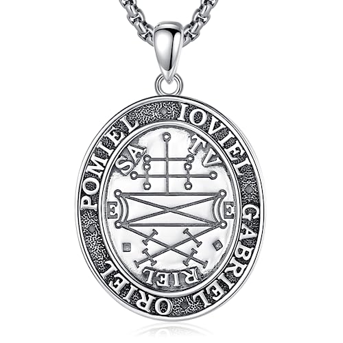 INFUSEU Erzengel Amulett, 925 Sterling Silber Engelsschutz Anhänger Spiritueller Schmuck mit Erzengel Symbol für GABRIEL/POMIEL/LOVIEL/ORIEL Engel Geschenk für Männer von INFUSEU