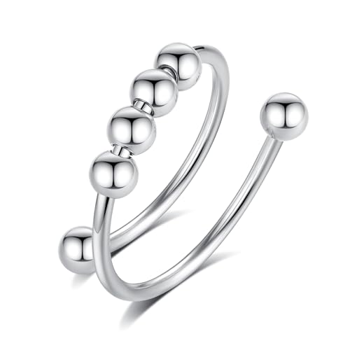 INFUSEU Fidget Ring Damen, Fidget Angstring Ringe Verstellbar Bead Einstellbare Spinner Worry Schmuck Anxiety Ring Geschenk für Frauen Damen Mädchen INFUSEU Fidget Ring Damen, Fidget Angstring Ringe Verstellbar Bead Einstellbare Spinner Worry Schmuck Anxiety Ring Geschenk für Frauen Damen Mädchen von INFUSEU