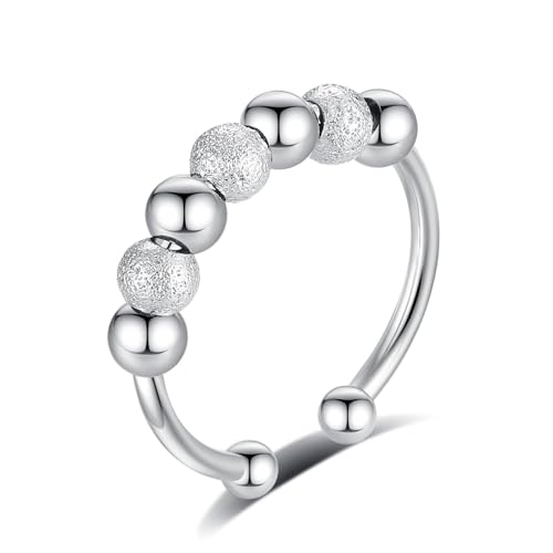 INFUSEU Fidget Spinner, Fidget Angstring Ringe Verstellbar Bead Einstellbare Spinner Worry Schmuck Anxiety Ring Geschenk für Frauen Damen Mädchen von INFUSEU