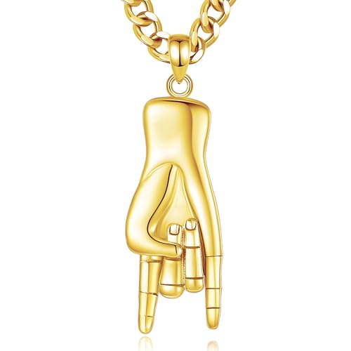 INFUSEU Italienische Hand Kette, 925 Sterling Silber 18K Gold 3d Charm Cornicello Anhänger Italienischer Amulett Schmuck Glücksamulett Italienische Geschenke für Damen Herren INFUSEU Italienische Hand Kette, 925 Sterling Silber 18K Gold 3d Charm Cornicello Anhänger Italienischer Amulett Schmuck Glücksamulett Italienische Geschenke für Damen Herren von INFUSEU