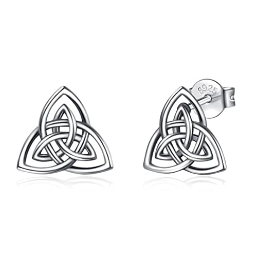 INFUSEU Keltischer Knoten Ohrstecker, 925 Sterling Silber Irisch Akatsuki Ohrringe Keltischer Ewiger Knoten für Damen Schmuck, Geschenke für die Dame von INFUSEU