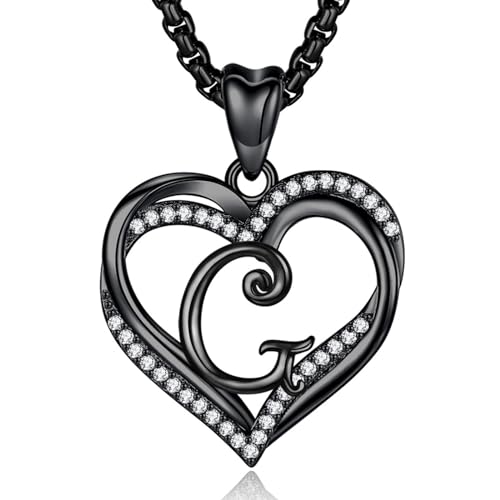 INFUSEU Kette Herz, Buchstaben Halskette A-Z Alphabet Doppelherz Schwarz G Anhänger Lange 20 Zoll Schmuck Personalisierte Geburtstagsgeschenke für Frauen Weibliche Ehefrau INFUSEU Kette Herz, Buchstaben Halskette A-Z Alphabet Doppelherz Schwarz G Anhänger Lange 20 Zoll Schmuck Personalisierte Geburtstagsgeschenke für Frauen Weibliche Ehefrau von INFUSEU