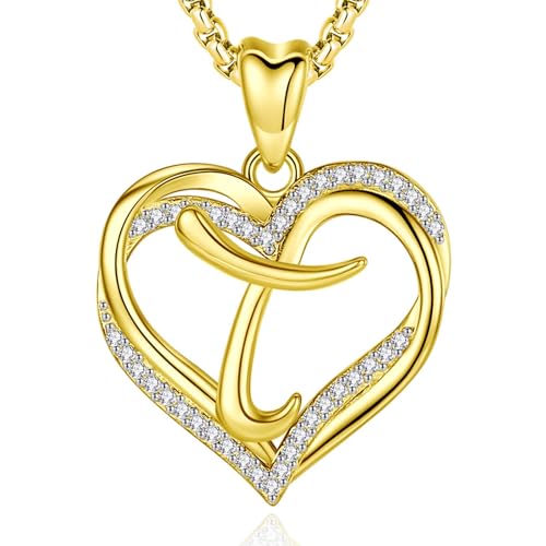 INFUSEU Kette Mit Buchstabe, Herz Halskette Mit Initiale Gold Buchstabe Schmuck Zirkonia CZ für Frauen Dame Ehefrau Mutter Freundin Romantische Geschenke 50.8 Cm Lange Kette INFUSEU Kette Mit Buchstabe, Herz Halskette Mit Initiale Gold Buchstabe Schmuck Zirkonia CZ für Frauen Dame Ehefrau Mutter Freundin Romantische Geschenke 50.8 Cm Lange Kette von INFUSEU