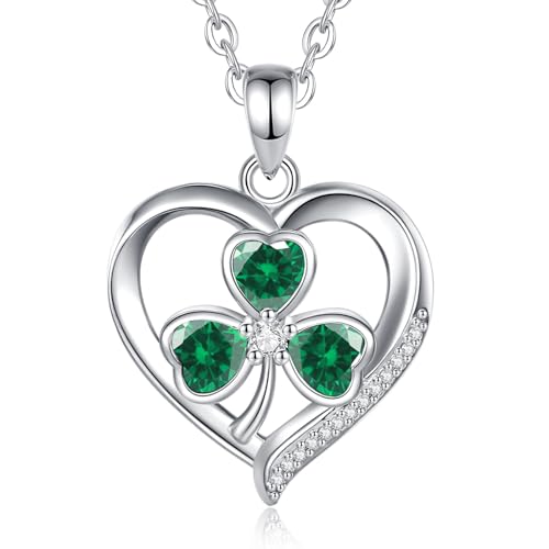INFUSEU Kleeblatt Kette, Clover Halskette Schmuck Stockholmer Stil Irischer Anhänger Mit Herzanhänger Glückssymbol für Damen von INFUSEU