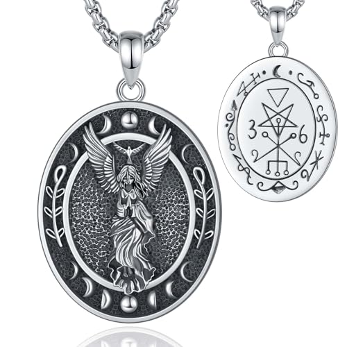 INFUSEU Lilith Kette, Siegel Der Lilith 925 Sterling Silber Zeichen Pagan Schmuck Amulett Schild Hexe Anhänger Schutz Rune Wiccan Schmuck für Frauen von INFUSEU