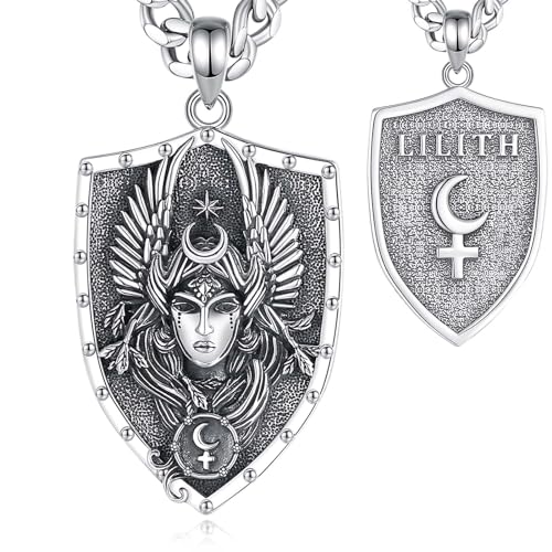 INFUSEU Lilith Kette, Siegel Der Lilith 925 Sterling Silber Zeichen Pagan Schmuck Amulett Hexe Anhänger Schutz Rune Wiccan Schmuck für Frauen von INFUSEU