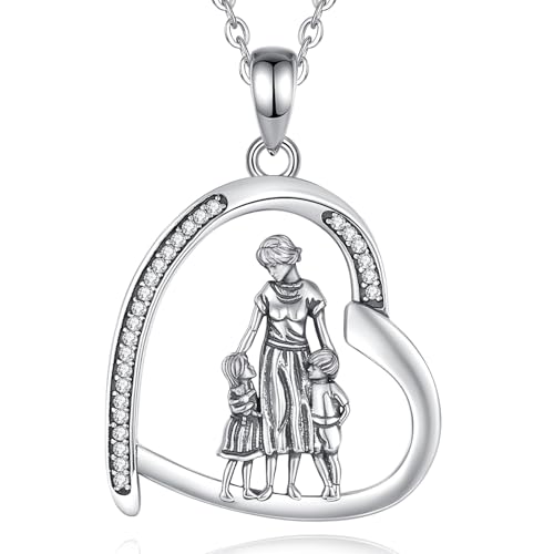 INFUSEU Mutter und Tochter Kette, 925 Silber Zwei Kinder Anhänger Mama Geschenk Stiefmutter Kind Halkette Mutter Sohn Schmuck Familienkette Geschenk Für Mama Frauen Unsere Dame INFUSEU Mutter und Tochter Kette, 925 Silber Zwei Kinder Anhänger Mama Geschenk Stiefmutter Kind Halkette Mutter Sohn Schmuck Familienkette Geschenk Für Mama Frauen Unsere Dame von INFUSEU