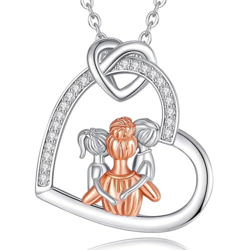 INFUSEU Muttertagsgeschenk, 925 Silber Roségold Zwei Kinder Anhänger Mama Geschenk Stiefmutter Kind Halkette Mutter Sohn Schmuck Familienkette Geschenk Für Mama Frauen Unsere Dame INFUSEU Muttertagsgeschenk, 925 Silber Roségold Zwei Kinder Anhänger Mama Geschenk Stiefmutter Kind Halkette Mutter Sohn Schmuck Familienkette Geschenk Für Mama Frauen Unsere Dame von INFUSEU