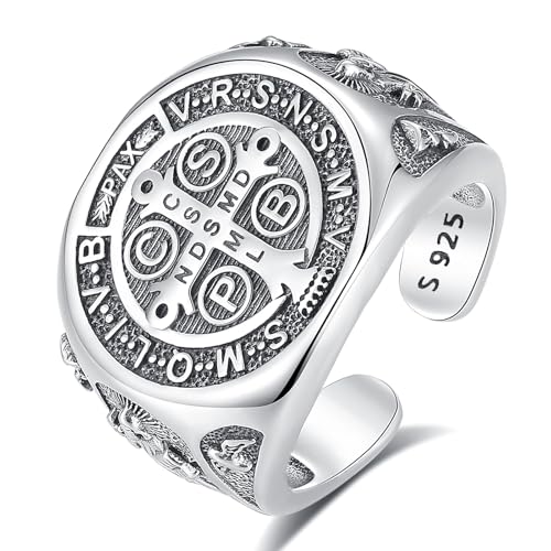 INFUSEU Offener Größenring, Verstellbar 925 Sterling Silber Modell 7-8 Zweiköpfige Schlange/gelada/umarmung/wolverine/orang-utan/drache/pentagramm Ring Geschenk für Sie (Benedikt) von INFUSEU