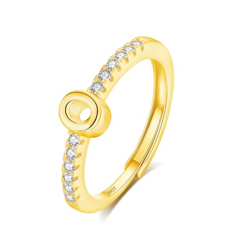 INFUSEU Ring Mit Buchstaben, 925 Sterling Silber 18K Gold Verstellbare O Ringe Großbuchstaben Initiale Alphabet Schmuck Personalisierter Brautjungfern Geschenke für Frauen Mädchen Damen von INFUSEU