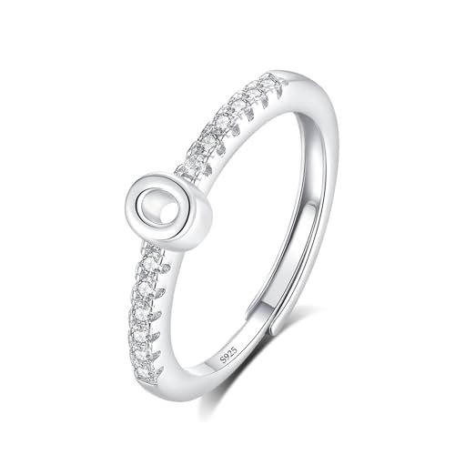 INFUSEU Ring Mit Buchstaben, 925 Sterling Silber Verstellbare O Ringe Großbuchstaben Initiale Alphabet Schmuck Personalisierter Geburtstag Brautjungfern Geschenke für Frauen Mädchen Damen von INFUSEU