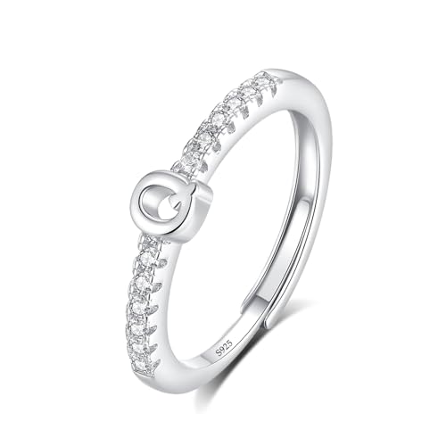 INFUSEU Ring Mit Buchstaben, 925 Sterling Silber Verstellbare Q Ringe Großbuchstaben Initiale Alphabet Schmuck Personalisierter Geburtstag Brautjungfern Geschenke für Frauen Mädchen Damen von INFUSEU