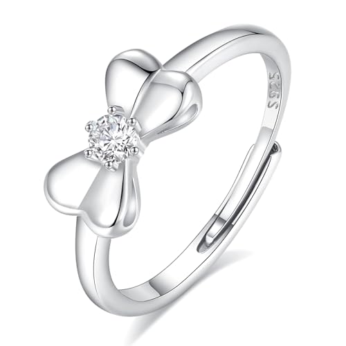 INFUSEU Schleifen Ring, Sterling Silber 925 Verstellbarer Finger Umarmen Ringe Schmuck Freundschaftsringe für Frauen Mädchen von INFUSEU