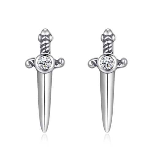INFUSEU Schwert Ohrringe, 925 Sterling Silber Punk Ohrstecker Wikinger Gothic Schmuck für Damen Frauen von INFUSEU