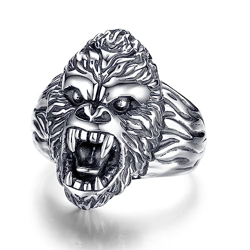 INFUSEU Sterling Silber Orang Utan Ring, Open Wildlife inspiriert Schmuck Einzigartige Primaten Ring Exquisite Animal Themed Statement Piece von INFUSEU