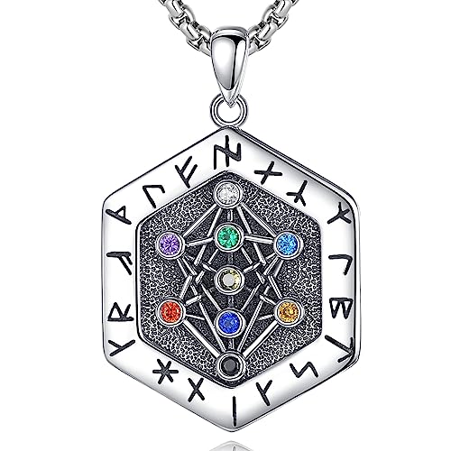 INFUSEU Yggdrasil Lebensbaum Kette, 925 Sterling Silber Nordische Baum des Lebens Anhänger Wikinger Schmuck Keltischer Mythologie Geschenke für Männer von INFUSEU