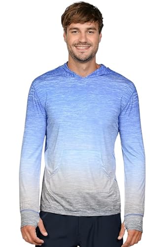 INGEAR Sun Shirts für Herren – Leichter LSF 50+ UV-Schutz Hoodie mit Tasche zum Angeln, Laufen, Wandern, Schwimmen, Rashguard, Echtes Blau, L von INGEAR