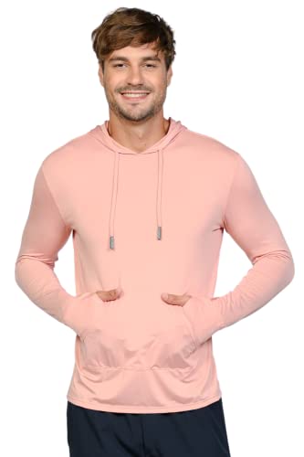 Herren Performance UPF 50+ UV/Sonnenschutz Hoodie T-Shirt Langarm mit Taschen SPF Shirt Laufen Wandershirt, lachsfarben, Mittel von INGEAR