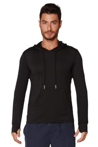 Men's Performance UPF 50+ UV/Sun Protection Hoodie T-Shirt Long Sleeve with Pockets SPF Shirt Runing Hiking Shirt (Black, Large) von INGEAR