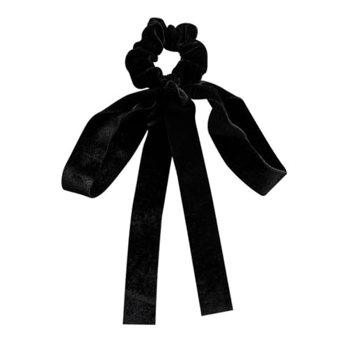 INGJIA Samt Haarschleife Schwanz Satinschleife Langer Schwanz Kopfschmuck Winter Haarspange Kopfbedeckung Haarschmuck für Frauen und Mädchen Geschenke (Schwarz) von INGJIA