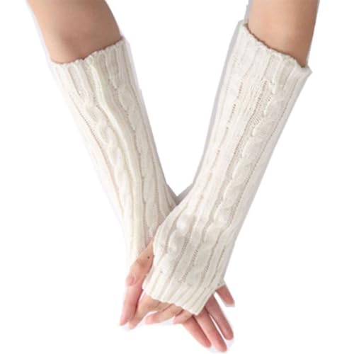 INGJIA Winter Gestrickte Handschuhe für Damen, Fingerlose Armstulpen Feinstrick lang Handwärmer Stulpen, Warm Strick Handschuhe Pluswärmer Handstulpen Armwärmer Stulpen für Damen von INGJIA