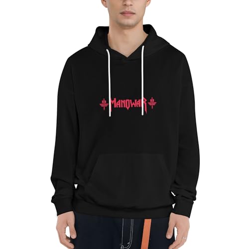 INGKE Manowar Herren Band Logo Schwarz Baumwolle Kapuzenpullover Pullover Hoodie Langarm Sweatshirt Kapuze Für Männer Bekleidung von INGKE