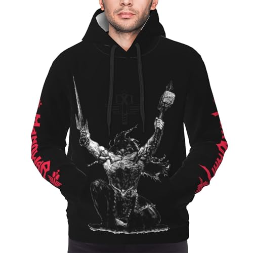 INGKE Manowar Herren Band Logo Schwarz Kapuzenpullover Pullover Hoodie Langarm Sweatshirt Kapuze Für Männer Bekleidung Fans Geschenk von INGKE