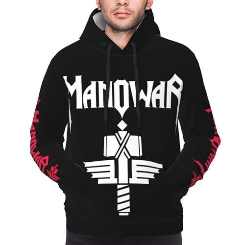 INGKE Manowar Herren Band Logo Schwarz Kapuzenpullover Pullover Hoodie Langarm Sweatshirt Kapuze Für Männer Bekleidung Fans Geschenk von INGKE